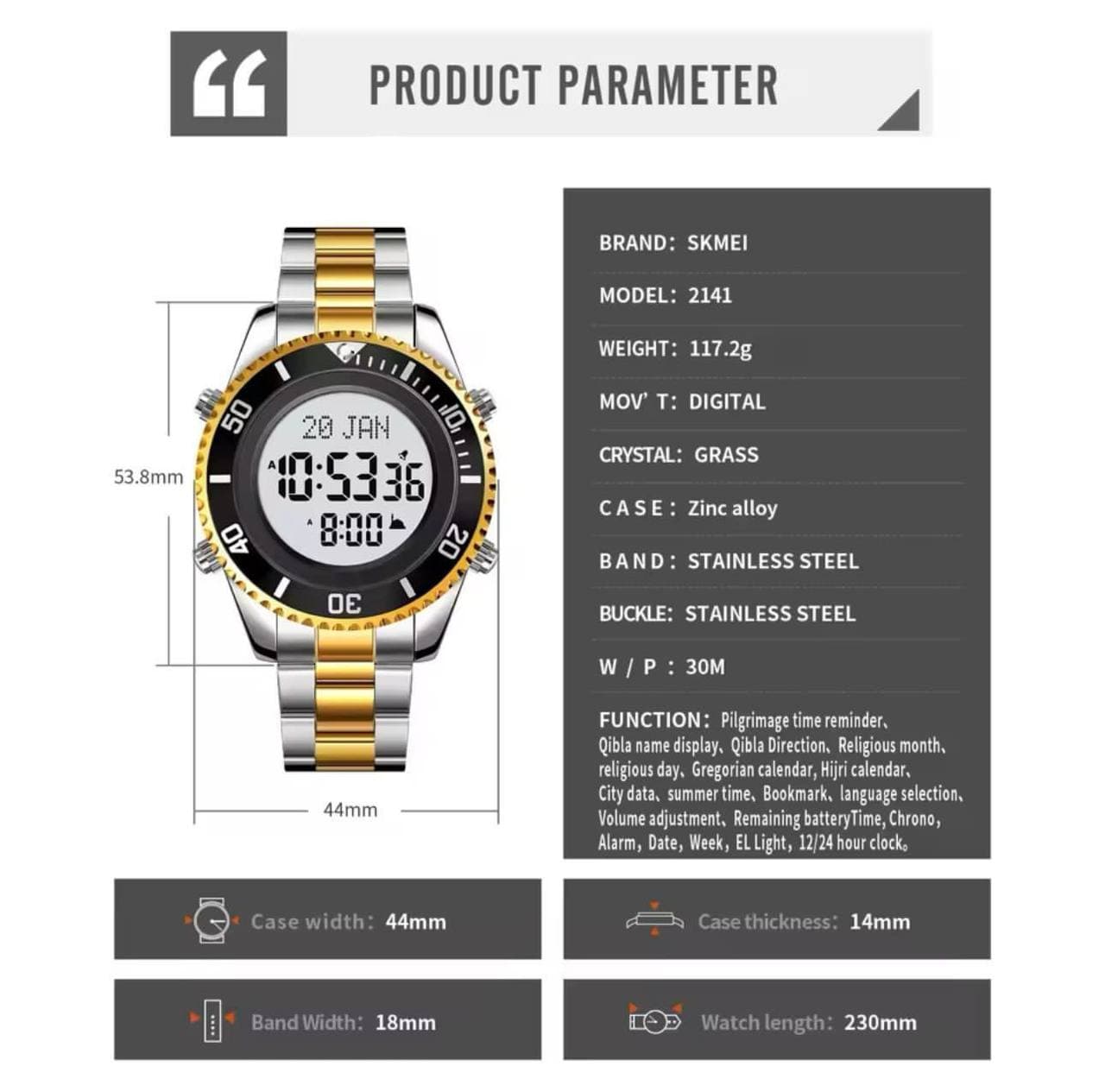 Skmei Azan Watch view 2